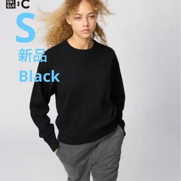 유니클로 새상품 스무스 코튼 크루넥 스웨터 블랙 S