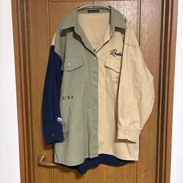 로데오 크라운 빅 실루엣 밀리터리 셔츠 미키 프린트