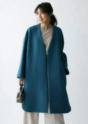 Mila Owen 드롭 숄더 셔츠 커브 노카라 코트