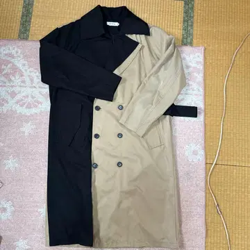 바이컬러 트렌치코트 블랙과 베이지