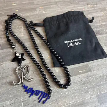 소니아 리키엘 목걸이 블랙 로고 별