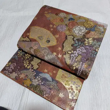 순수 실크 츠지가하나 금실 육통 후쿠로 오비 새상품급