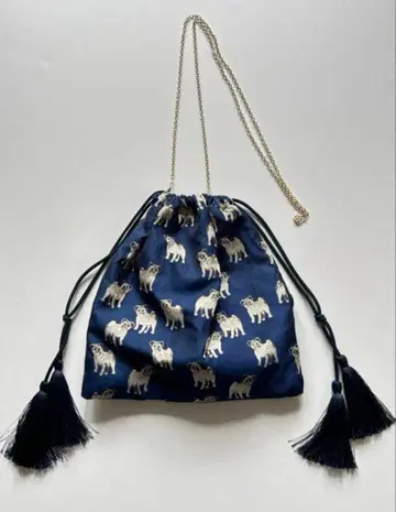 리토우무 쿠미쿄쿠 강아지 패턴 자카드 복조리 백 케이타 마루야마