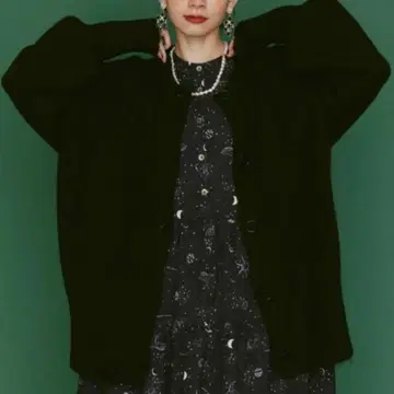 manana suerte 오버 루즈 니트 가디건 블랙