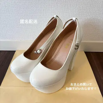 브라이덜 15cm 하이힐 펌프스 스트랩 포함 화이트 24cm