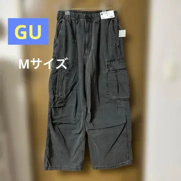 새상품급 GU 남성용 데님 슈퍼 와이드 카고 팬츠 M 사이즈