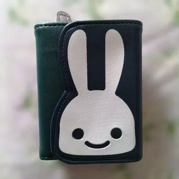 CUNE 큔 토끼 플랩 지갑 네이비X그린