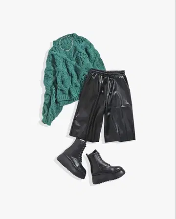 COQULE 니트 두꺼운 원단 그린