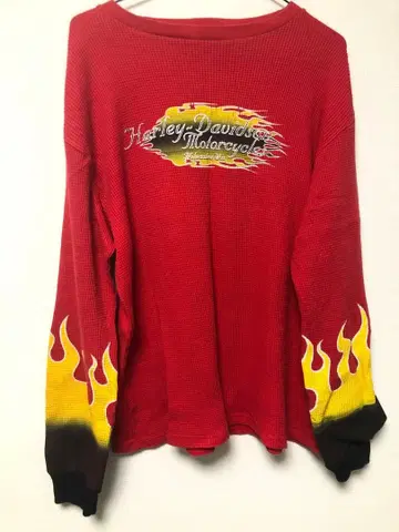 Harley-Davidson 긴팔 티셔츠 불꽃 디자인