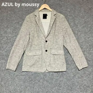 AZUL by moussy 그레이 스트라이프 테일러드 자켓