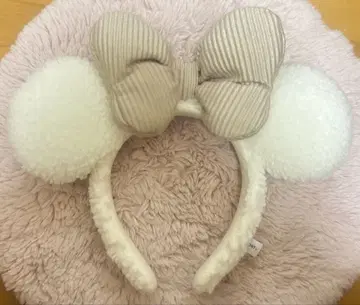 디즈니 머리띠 복슬복슬 포근 화이트 브라운