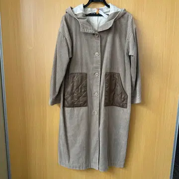 calmer 후드 부착 코듀로이 롱 코트