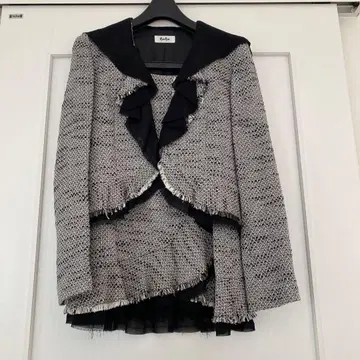 트위드 프릴 옷깃 자켓