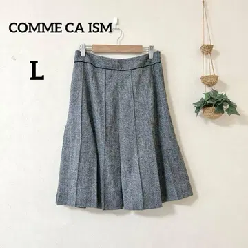 COMME CA ISM 플리츠 스커트 그레이 무릎 기장
