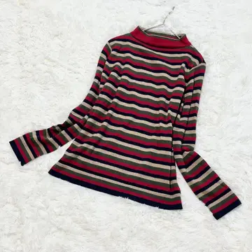 레스피기 Respighi 모 100% 멀티 보더 하이넥 니트 38