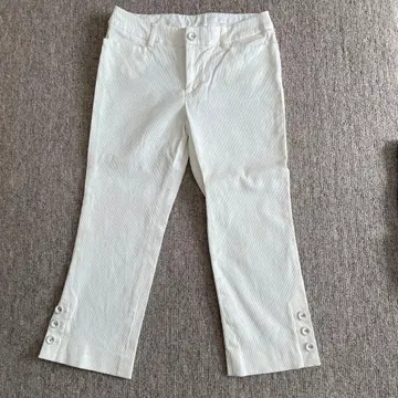 아나이 화이트 스트라이프 패턴 버튼 팬츠