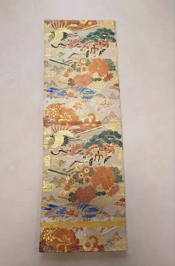 기모노 후쿠로 오비 마루 오비 앤티크 학 미사용