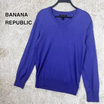 BANANA REPUBLIC 실크 혼방 V넥 니트 퍼플 M 남성용