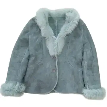 새상품급 Leilian 레리안 리얼 무스탕 자켓 11 블루 그레이