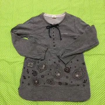 DRUG STORE 드럭스토어 자수 그레이 긴팔 튜닉 트레이닝복