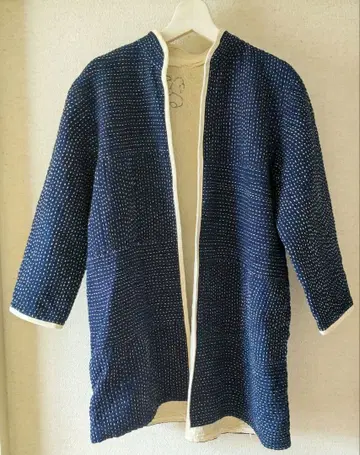 자수 겉옷 네이비 나염