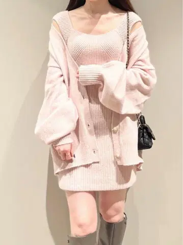 SNIDEL 스나이델 빅 가디건 핑크