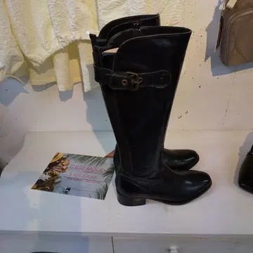 블랙 롱 부츠 백지퍼