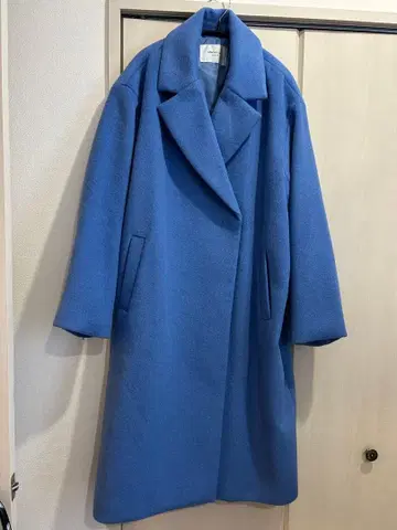 새상품급 OPAQUE.CLIP 울 캐시미어 파랑 코쿤 롱 코트 블루