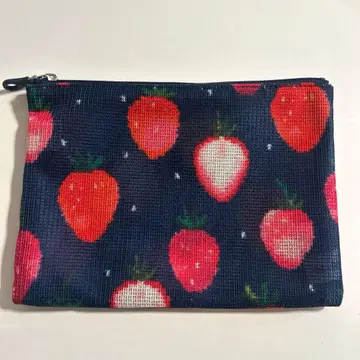 FEILER 딸기 무늬 메쉬 파우치 네이비