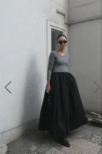 미사용 원피스 Rib Knit Docking Flare One-piece