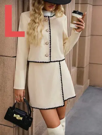 여성용 셋업 스커트 자켓 화이트 L 사이즈 가을/겨울