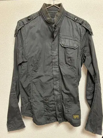 지스타 로우 데님 밀리터리 스타일 그레이 코튼 자켓