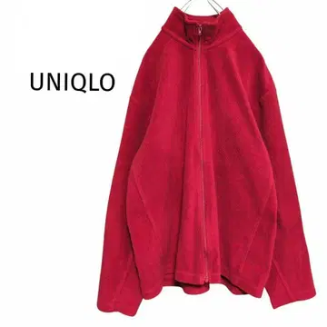 유니클로/화이트 택 플리스 풀집 자켓 레드 하이넥 작은 사이즈