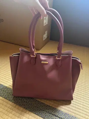 핑크 합성 피혁 핸드백 중형