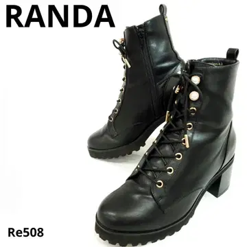 란다 컨디션 최상 펄 가죽 숏부츠 레이스업 L 사이즈 블랙