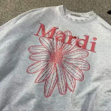 Mardi 플라워 자수 그레이 맨투맨