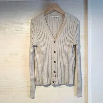 Plage 리브 편직 베이지 가디건