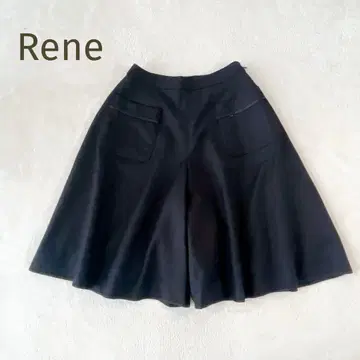 새상품급 Rene 포켓 부착 울 큐롯 스커트 플레어 블랙 사이즈 34