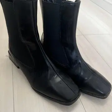 블랙 가죽 부츠 갸루