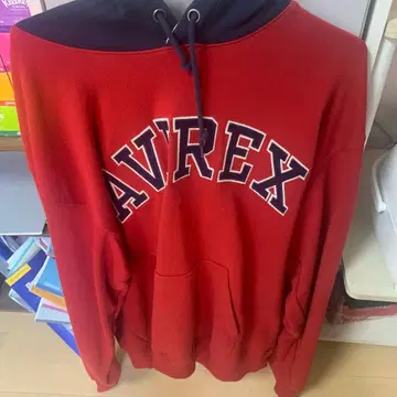 AVIREX 후드 부착 후드티 XL 레드