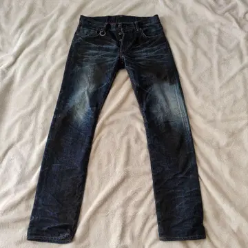 BUFFALOBOBS 데님 팬츠 청바지 다크 블루 스트레이트 레그