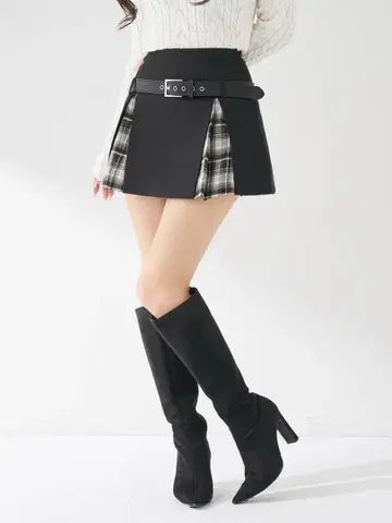 다리치 체크 도킹 미니 스커트 BLK S 사이즈