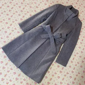 인디비 롱 코트 38 그레이 울 스탠드 카라 DMW