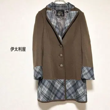 이타리야 이탈리아 니트 체스터 코트 브라운 체크 9호