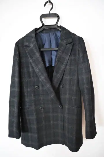 체크 무늬 더블 테일러드 자켓 size 36