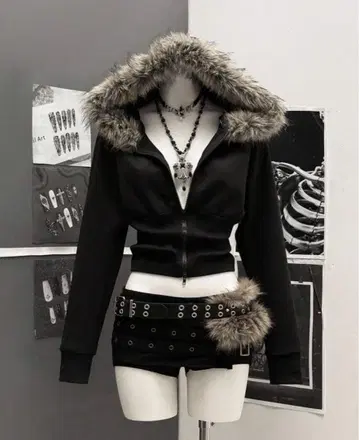 y2k 헤이세이 갸루 그런지 00s 시크 스타일 페어리 그런지 퍼 후드티