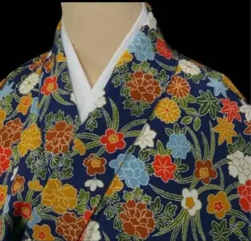 코몬 기모노 꽃무늬 네이비 컬러