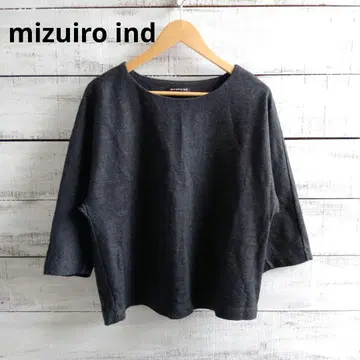 W456 mizuiro ind 울 100% 7부 소매 티셔츠 다크 그레이