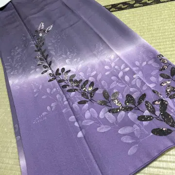 순수 실크 부착식 [ 보라색 잎 무늬 ]