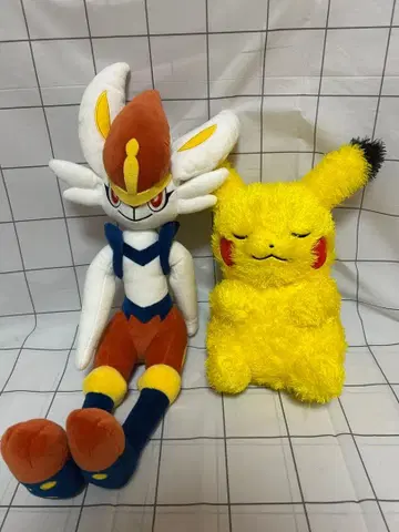 피카츄와 에이스번의 봉제 인형 세트